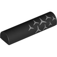 Lego Brick Curved 1 x 4 x 2/3 Double, No Studs with Silver Stars (Mercedes Logos) Right Print