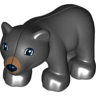 Lego Duplo Animal Bear Cub, New Style, Brown Nose Print / Black
