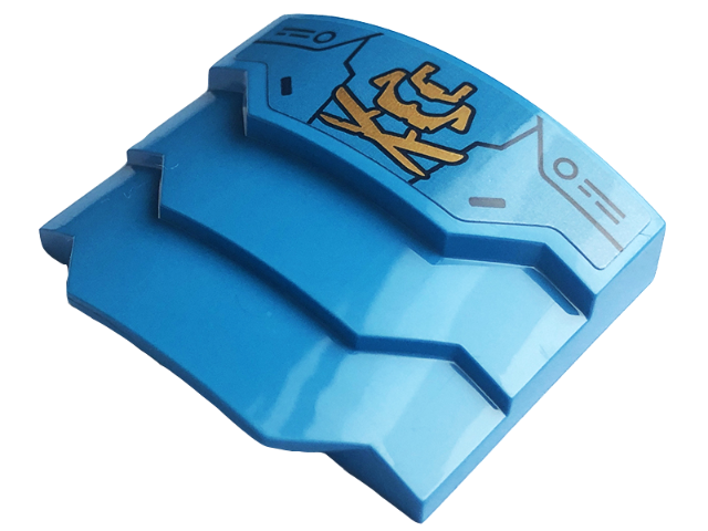 Lego Wedge 4 x 3 Stepped No Studs with Black Circles and Lines and Gold Samurai Armor Pattern (Sticker) - Set 71775