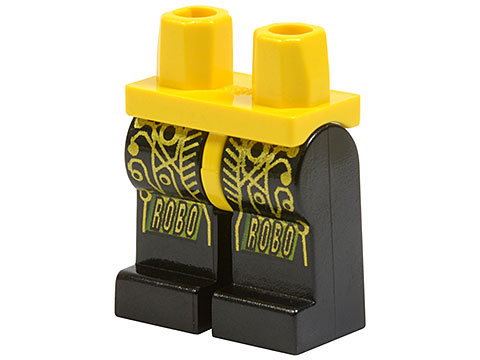Lego Hips and Black Legs with 'ROBO ROBO' and Space RoboForce Gold Circuitry Pattern / Yellow
