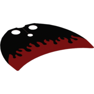 Lego Neckwear Cape, Curved Crescent Shaped with Flames on Black Background Print / Dark Red
