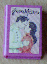 Lego Minifigure, Utensil Book 2 x 3 with Man and Woman Kissing Pattern (Sticker) - Sets 3108 / 3290 / Dark Pink