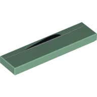 Tile 1 x 4 with White Line with Black Curved Border Print / Sand Green