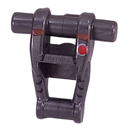 Lego Torso Mechanical, Battle Droid with Red Dot, Dark Red Stripes, Black Markings print / Pearl Titanium