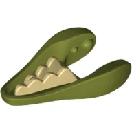 Animal Body Part, Dinosaur, Dilophosaurus / Gallimimus Lower Jaw with Tan Teeth Print / Olive Green