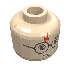 Minifig Head Harry Potter, Glasses, Red Lightning Scar Print / Light Nougat