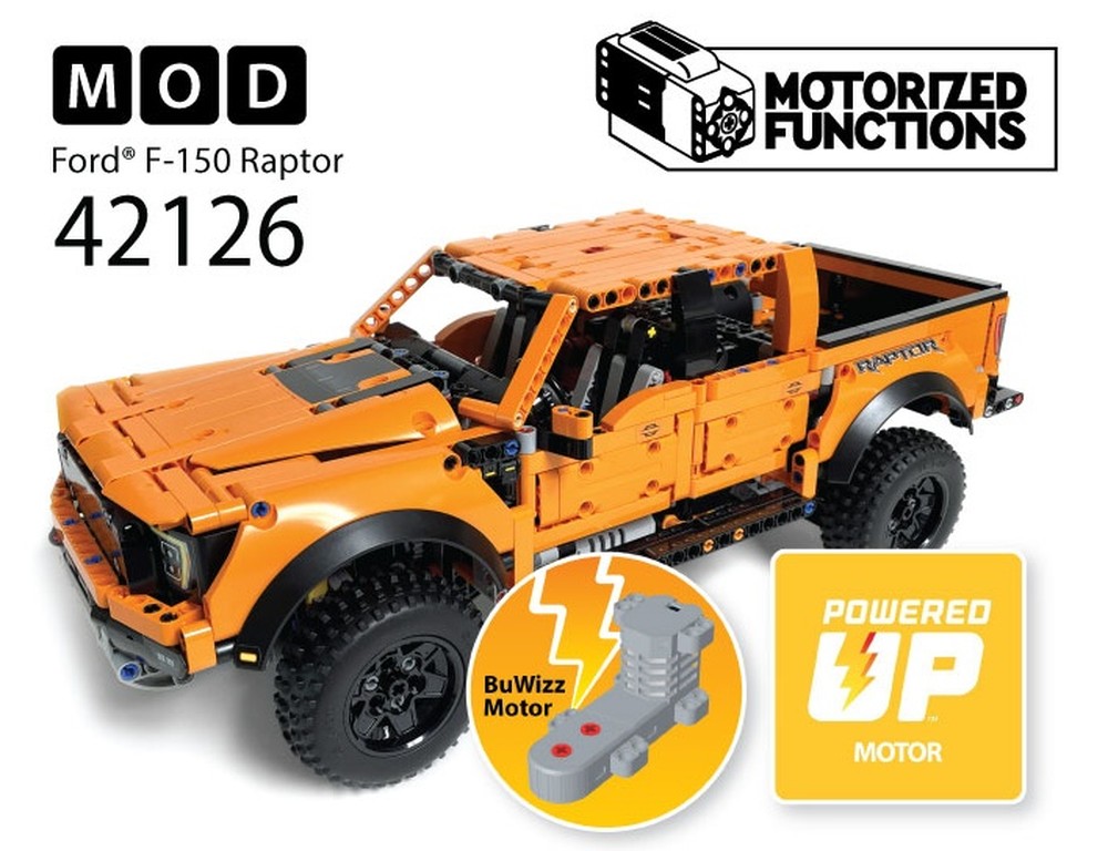 Lego 42126 Ford F-150 Raptor RC MOD for Powered Up & BuWizz Mortors