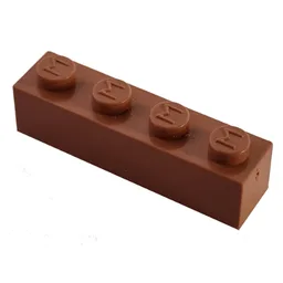 Modulex Brick 1 x 4 with M on Stud / Modulex Terracotta