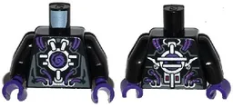 Torso Robot with Silver Framework, Dark Purple Wires and Center Swirl Pattern / Black Arms / Dark Purple Hands