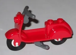 Scooter with Dark Bluish Gray Stand, Dark Bluish Gray Handlebars, and White Wheels