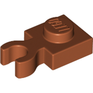Lego Plate Special 1 x 1 with Clip Vertical [Thick Open O Clip] / Dark Orange