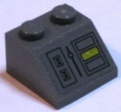 Slope 45 2 x 2 with Control Panel with Yellow Rectangle Pattern (Sticker) - Set 7666