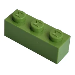 Modulex Brick 1 x 3 with M on Stud / Modulex Pastel Green