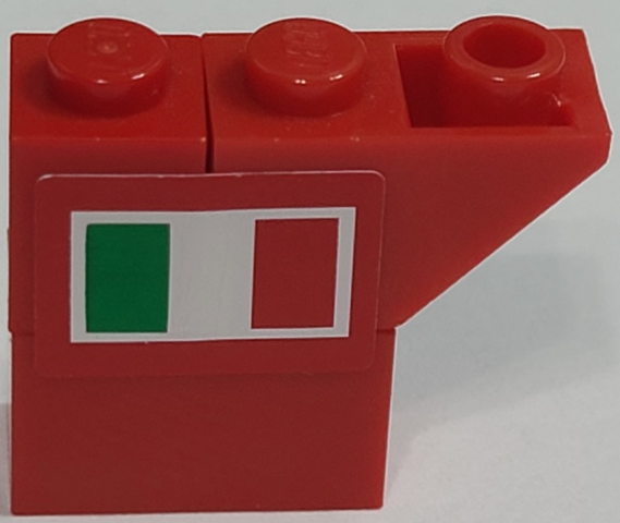 Lego Stickered Assembly 3 x 1 x 2 with Italian Flag on Red Background Pattern Model Left Side (Sticker) - Set 8157