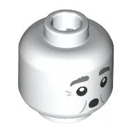 Minifig Head Fat Friar, Dark Bluish Grey Eyebrows, Wrinkles, Open Mouth Round/Closed / White