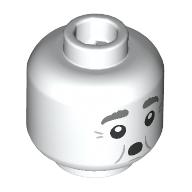 Lego Minifig Head Fat Friar, Dark Bluish Grey Eyebrows, Wrinkles, Open Mouth Round/Closed / White