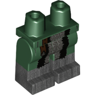 Lego Hips with Dark Green Legs and Pearl Titanium Boots Pattern with Black Robe, Silver Chain Mail Print / Dark Green