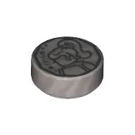 Tile Round 1 x 1 with Coin Print