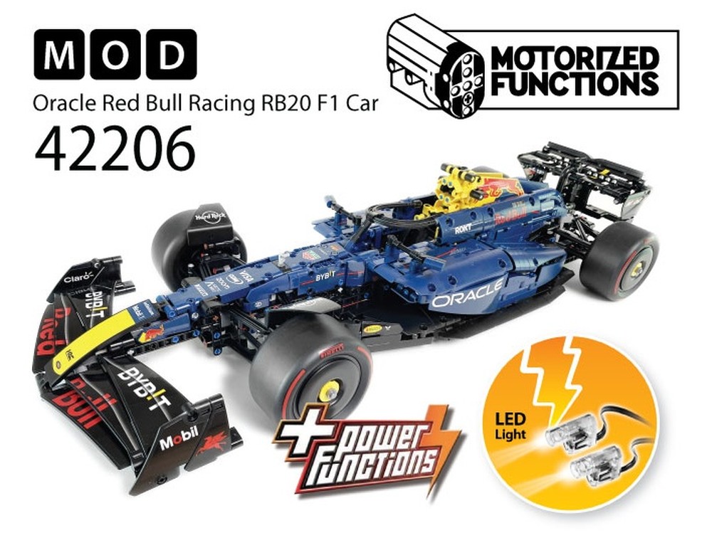 Lego 42206 Oracle Red Bull Racing RB20 F1 Car RC MOD for Power Function Motors & LED Light