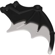 Lego Creature Body Part, Dragon / Thestral Wing with Bar Connection and Marbled Trans-Brown Pattern / Black