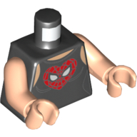 Lego Torso Tank Top with Web Face in Heart Print (Mary Jane), Light Nougat Arms and Hands / Black
