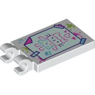Lego Tile Special 2 x 3 with 2 Clips with Drawing of Cat print