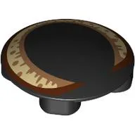 Plate Round 2 x 2 with Rounded Bottom with Tan/Nougat/Reddish Brown Cat Eye Print