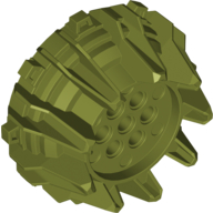 Lego Wheel Hard Plastic with Small Cleats and Flanges / Olive Green