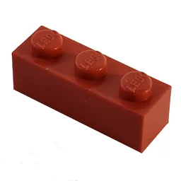 Modulex Brick 1 x 3 with LEGO on Stud / Modulex Red