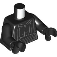 Lego Torso Robe, Light Bluish Grey Outlines print, Black Arms and Hands / Black