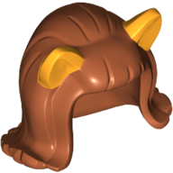 Lego Hair Mid-Length Flipped Ends, Short Bangs, and Cat Ears Bright Light Orange Print / Dark Orange