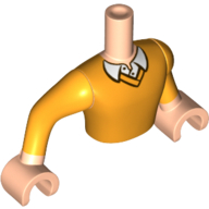 Lego Minidoll Torso Man with Orange Sweater, White Collar Print, Light Nougat Arms with Orange Sleeves Print, Light Nougat Hands / Light Nougat