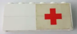 Stickered Assembly 6 x 1 x 2 with Red Cross on White Background Pattern Model Right Side (Sticker) - Sets 363-1 / 555-1