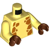 Torso, Orange Giraffe Spots on Sides and Back Print, Bright Light Yellow Arms with Orange Giraffe Spots Print, Reddish Brown Hands / Bright Light Yellow