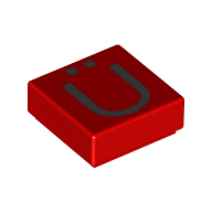 Lego Tile 1 x 1 with Letter Ü Print / Red
