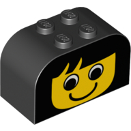 Lego Brick Curved 2 x 4 x 2 Double with Yellow Girl Face Print