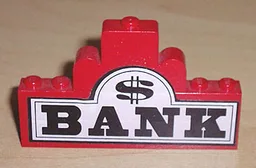 Stickered Assembly 8 x 1 x 4 with 'BANK' and Dollar Sign Pattern (Sticker) - Set 6765