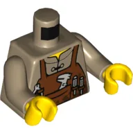 Torso Shirt with Reddish Brown Apron with Pocket and Loops and Light Bluish Gray Tools Print, Dark Tan Arms, Yellow Hands / Dark Tan