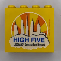 Brick 2 x 4 x 3 with 'LEGOLAND Deutschland Resort HIGH FIVE' Print / Yellow