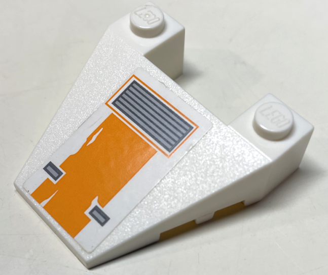 Lego Wedge 4 x 4 Taper with Stud Notches with SW Snowspeeder Vent, Orange Stripe with Scratches Pattern (Sticker) - Set 75098