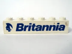 Brick 1 x 6 with Blue 'Britannia' and Logo Pattern Model Left Side (Sticker) - Set 1599