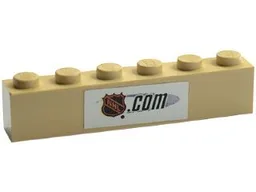 Brick 1 x 6 with 'NHL.com' Pattern (Sticker) - Set 3579