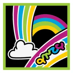 Tile 2 x 2 with Rainbow Galore Print / Lime
