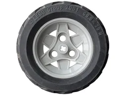Wheel 43.2mm D. x 26mm Technic Racing Small, 3 Pin Holes with Black Tire 68.8 x 36 H (41896 / 41893) / Light Gray