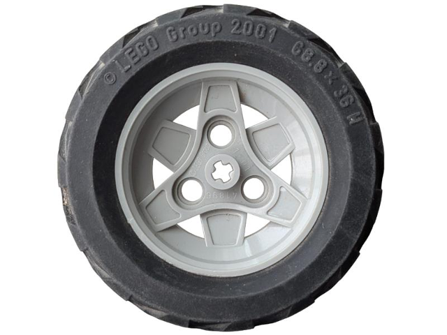 Lego Wheel 43.2mm D. x 26mm Technic Racing Small, 3 Pin Holes with Black Tire 68.8 x 36 H (41896 / 41893)