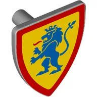 Shield Triangular with Lion Standing Blue on Yellow Background Print / Light Bluish Gray