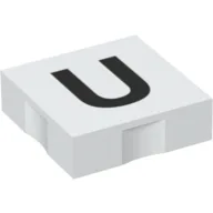 Duplo Tile 2 x 2 with Capital 'U' Print / White