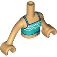 Lego Minidoll Torso Girl with Dark Turquoise Top, White Decorations, Warm Tan Arms and Hands / Warm Tan
