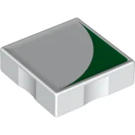 Duplo Tile 2 x 2 with Shape Green Inverse Quarter Disc Print / White