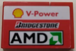 Stickered Assembly 3 x 2 with Shell 'V-Power', Bridgestone and AMD Logo Pattern Model Right Side (Sticker) - Set 8142-2